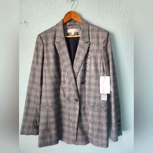 Emerson Rose Chic Gray Plaid Blazer Versatile Modern New With Tags